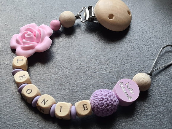 Schnullerkette mit Name Rose